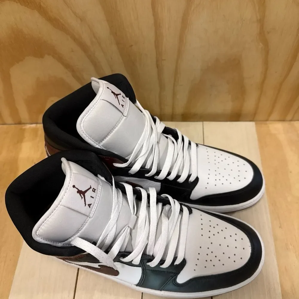 Air Jordan 1 Mid SE Men's Size 12 Shoes White/Dark Pony/Black, HF3216-102